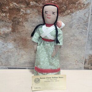 Seven Clans Native American Indian Mother Baby Plush Fabric Doll
